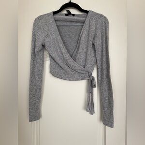Forever 21 Heather Gray Wrap Blouse